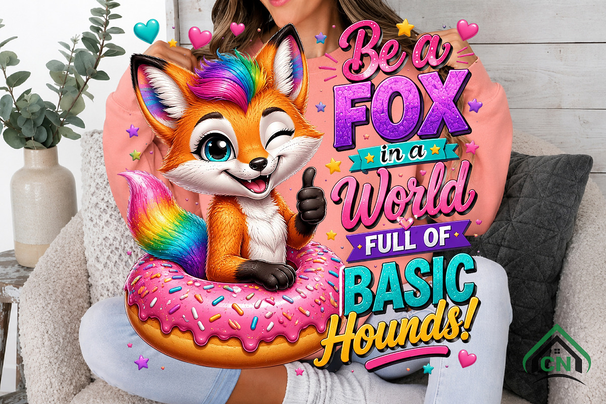 Rainbow Fox Donut Cheer PNG, a Seasonal Illustration by Craft Nest (Photo 3 of 5)