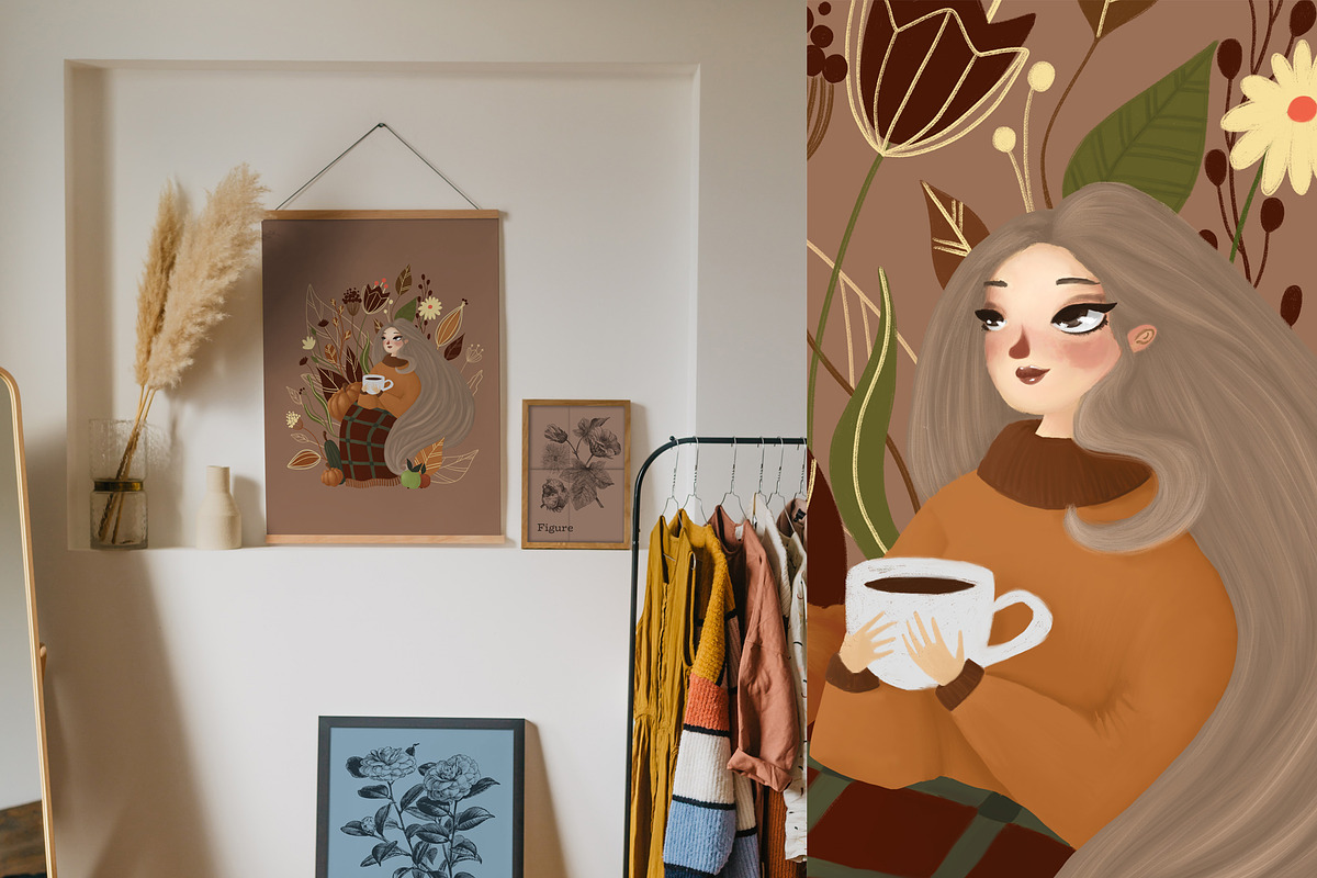 Fall Girl Autumn Leaves Poster Print, a Seasonal Illustration by Chloe's Illustrations (Photo 1 of 5)