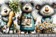 Whimsical Spring Teddy Bear Clipart, an Illustration by Canvas Craft (Thumbnail 1 of 7)