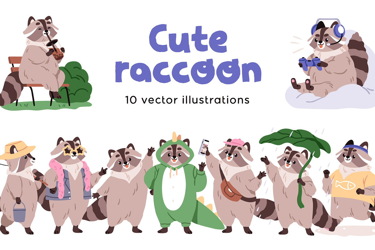 Cute raccoon, funny forest animal, an Animal Illustration by Good Studio (Photo 1 of 10)