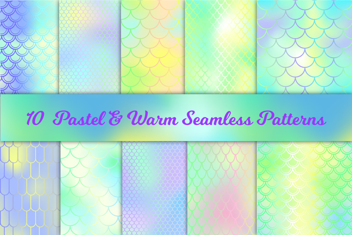 Mermaid Seamless Patterns Bundle, a Pattern Graphic by RabbitAndPencil (Photo 5 of 11)