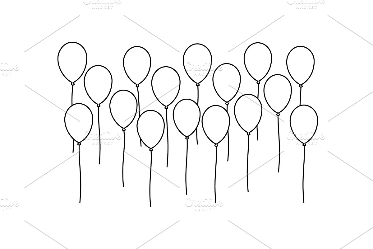 Minimalist balloon outlines set, an Object Illustration by GraphiShop