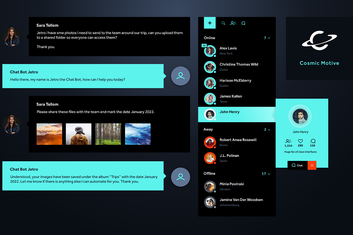 Cosmic Chat • Built in Sketch, a Templates & Theme by Cosmic Motive (Photo 3 of 4)