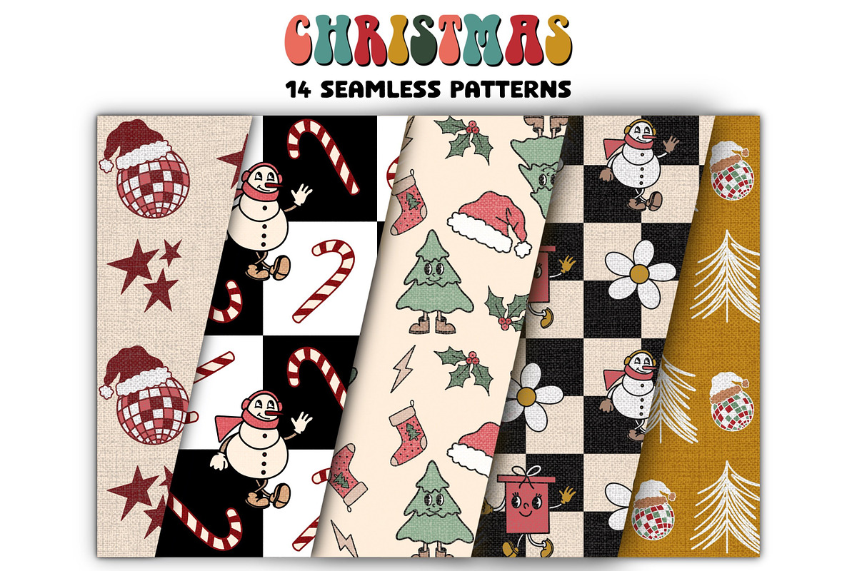 Groovy Christmas Clipart & Patterns, a Graphic by Brush Lab (Photo 5 of 7)