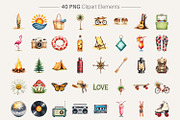70s Retro Summer Watercolor Clipart, an Illustration by Artnoy (Thumbnail 2 of 8)