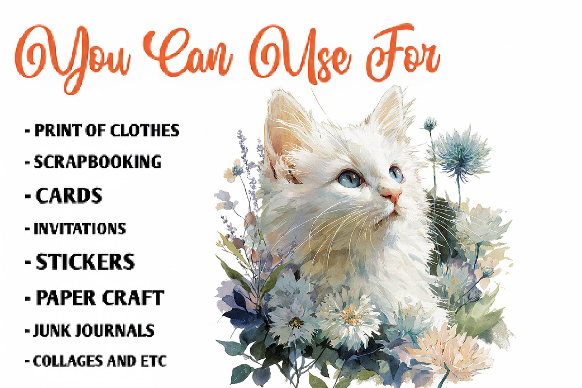 Floral Cat and Dog Clipart Bundle, a Seasonal Illustration by CreationArt (Photo 5 of 7)
