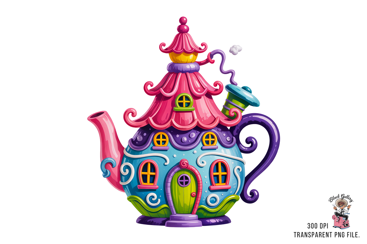 Teapot House PNG Clipart Bundle, a Graphic by Clipart Studio (Photo 7 of 11)