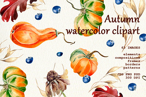 Autumn Plants Watercolor Clipart