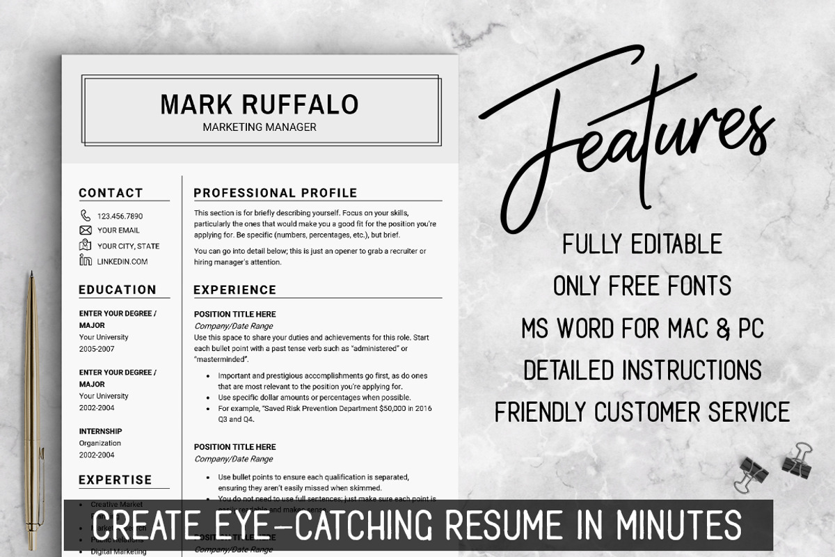 Minimalist RESUME Template CV, a Resume Template by LevelUpResume (Photo 2 of 5)