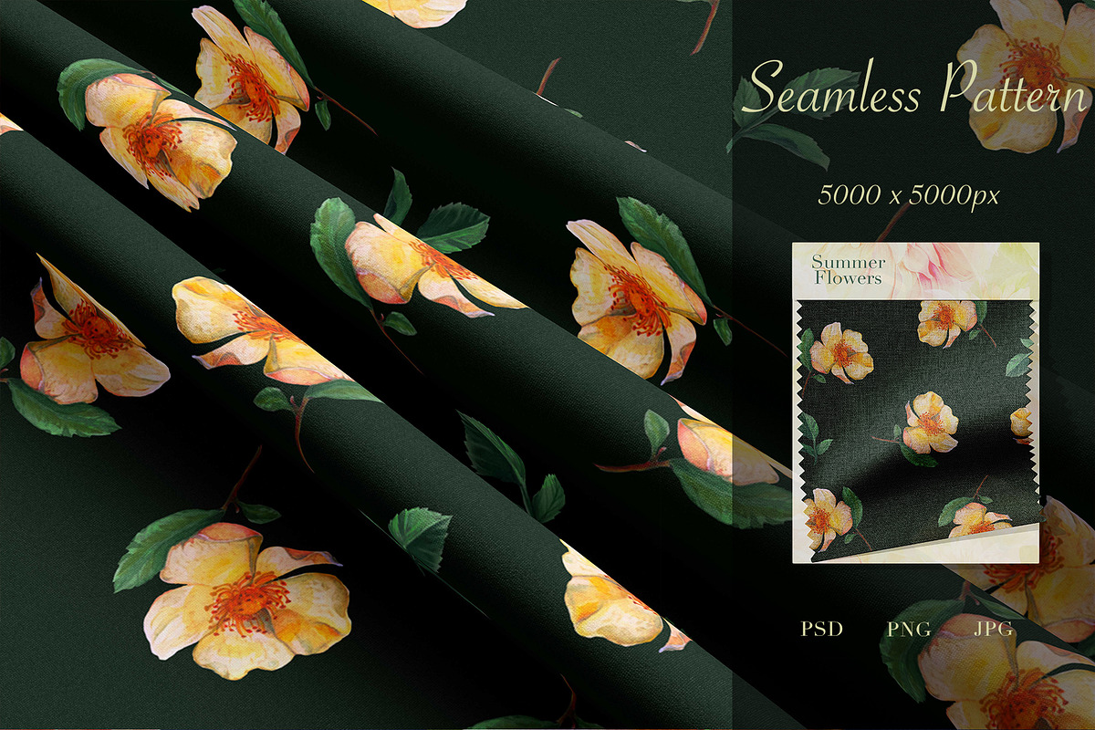 Summer flowers seamless pattern, a Pattern Graphic by Yana Dobrik (Photo 7 of 11)