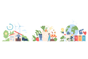 Eco daily habits flat concept. Eat, a Person Illustration by LadadikArt
