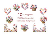 Anemone Watercolor Floral Clipart, a Decorative Illustration by ForhadGFX (Thumbnail 11 of 14)