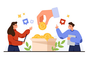 Volunteers Collecting Donations for, a Person Illustration by Flashvector