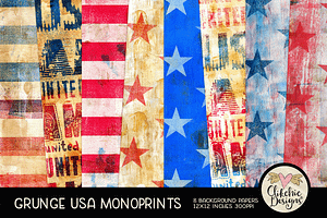 Grunge USA Monoprint Textures, a Texture Graphic by Clikchic Designs