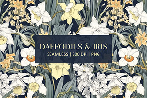 DAFFODIL AND IRIS Seamless Pattern