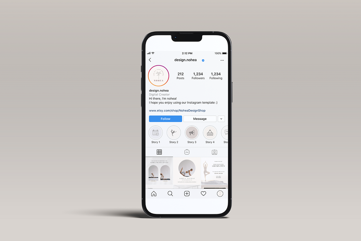 Yoga Studio Instagram Template Canva, a Social Media Template by NoheaDesignShop (Photo 10 of 12)