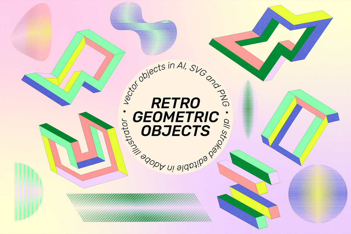 SuperSpectiva Retro Geo Clipart, an Object Graphic by angelainthefields (Photo 10 of 17)