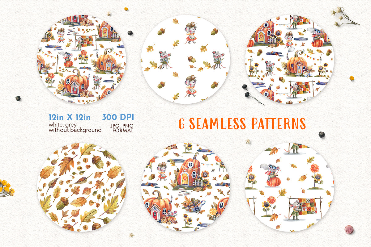 PUMPKINS AND MICE, a Seasonal Illustration by Watercolor by Tonia Tkach (Photo 6 of 8)