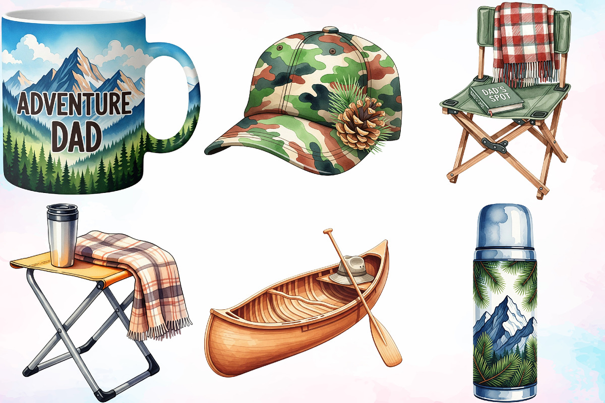 Outdoorsy Dad Father's Day Clipart, a Seasonal Illustration by Canvas Craft (Photo 3 of 8)