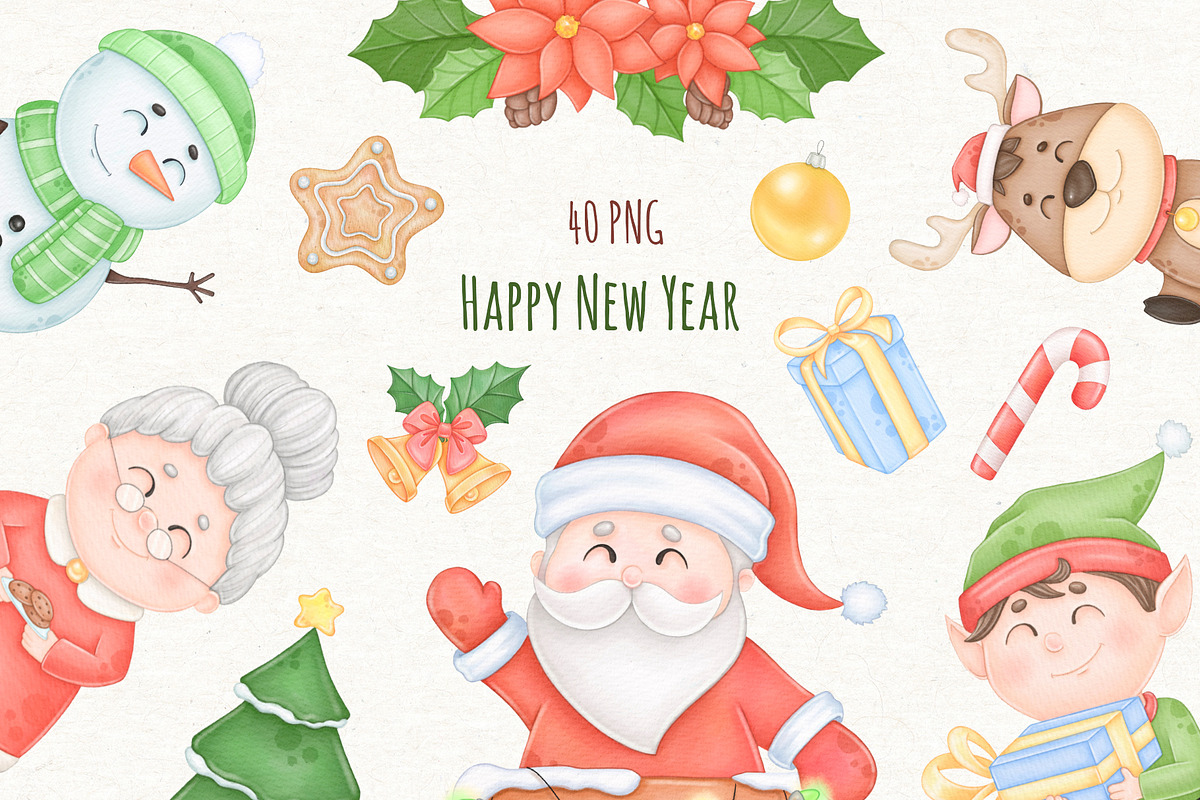 Christmas Clipart, Cute Santa Claus, an Illustration by ekossa_art (Photo 1 of 9)