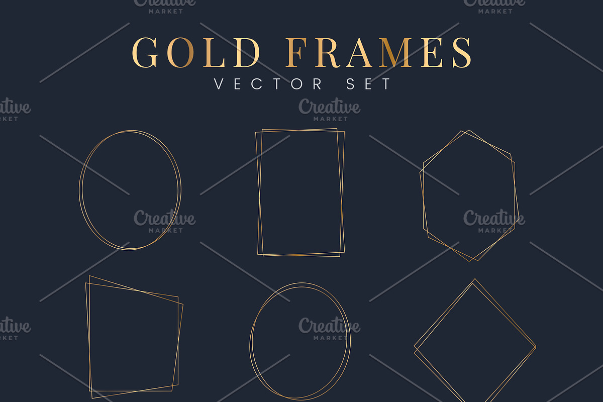 Set of gold frame vectors, a Background Graphic by rawpixel