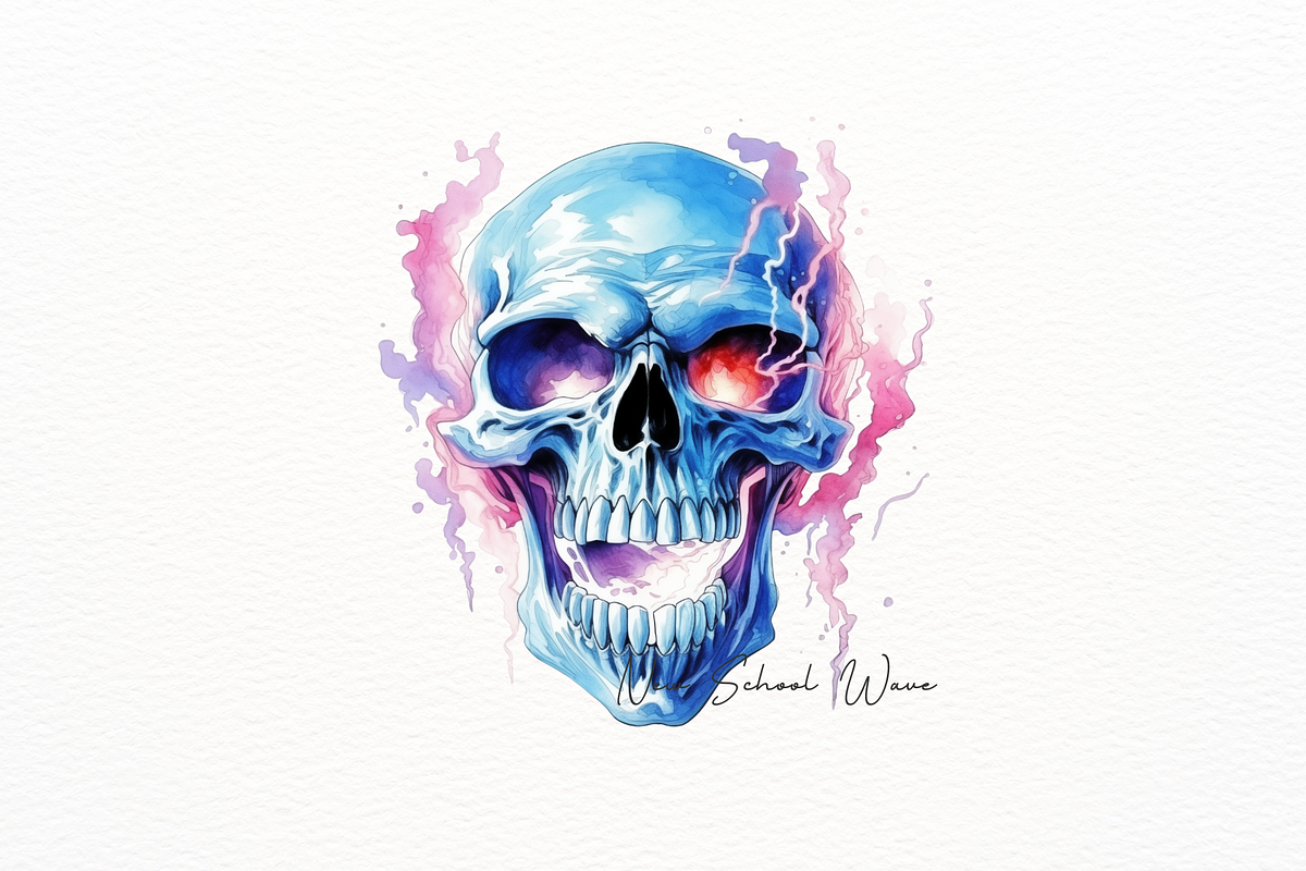 Hyper-Realistic Neon Blue Skull, a Person Illustration by New-School-Wave (Photo 2 of 5)