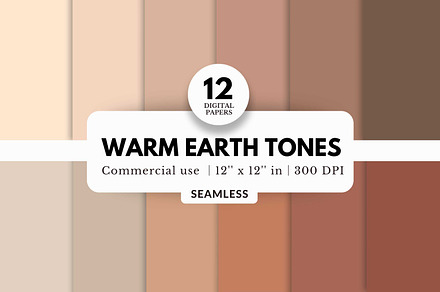 12 Warm Earth Tones Digital Papers
