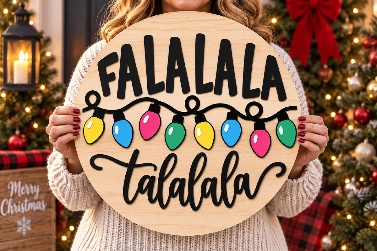Christmas Falalala SVG Laser Cut, a Seasonal Illustration by Canvas Craft (Photo 4 of 6)