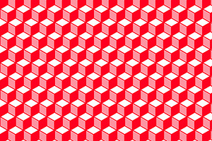 Red & White Isometric Cube Pattern, a Pattern Graphic by Mightyfire