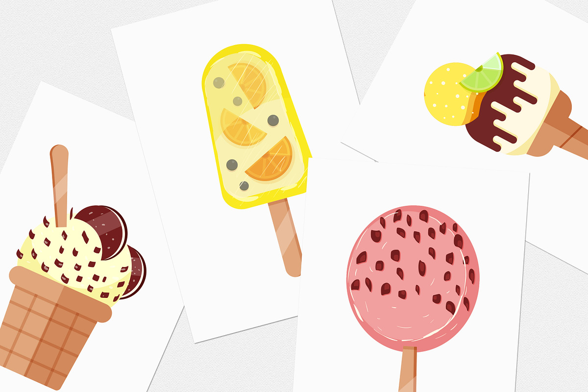 Ice cream set + seamless pattern, a Food Illustration by Good Studio (Photo 7 of 7)