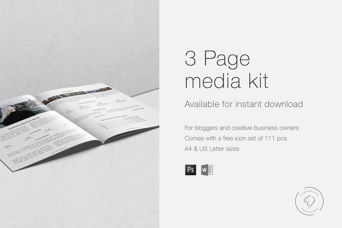 3 Page Press Kit for Bloggers, a Resume Template by Leo Resume (Photo 4 of 5)