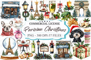 Parisian Christmas Clipart, an Illustration by designcity5