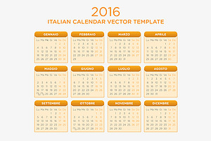 Italian Calendar Vector 2016