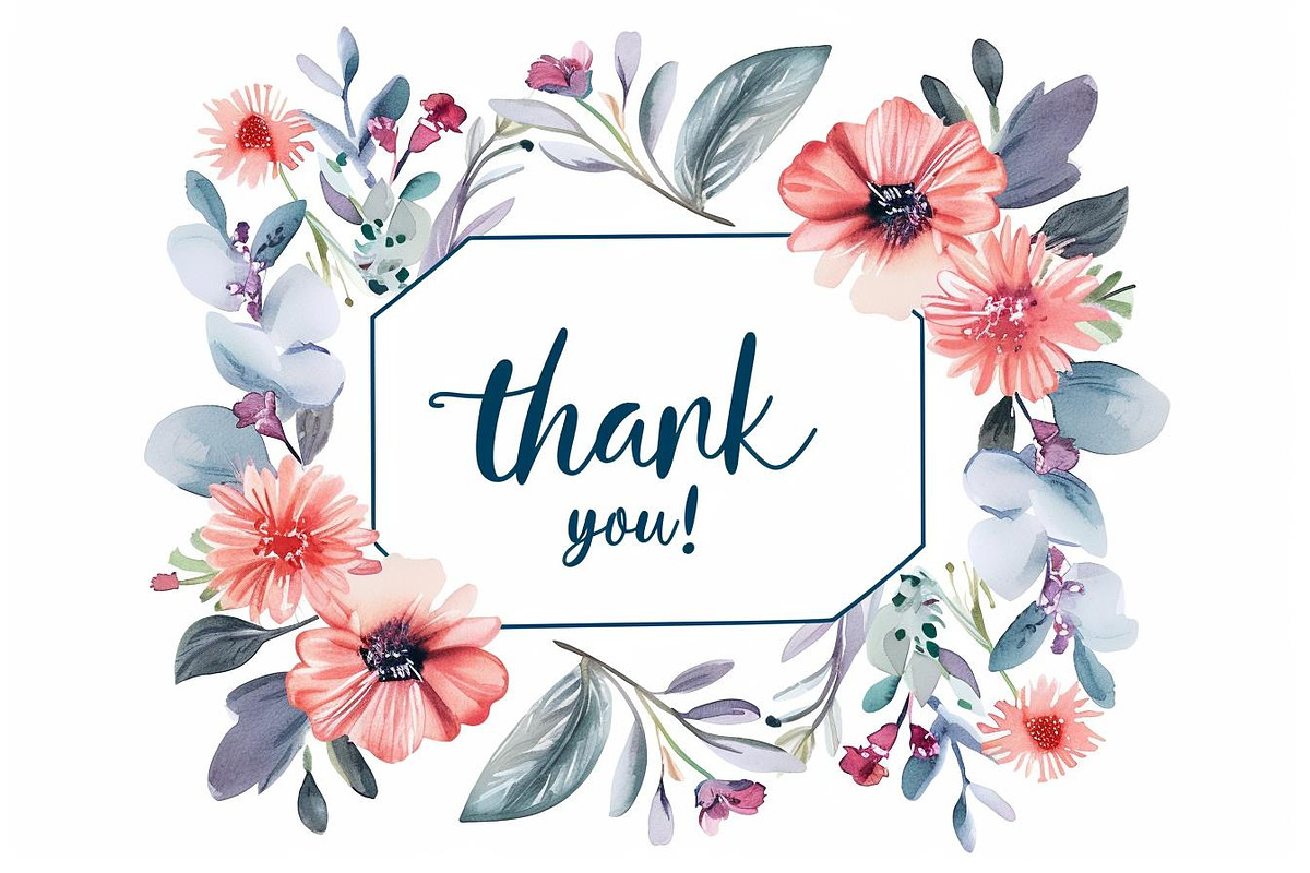 Thank You Card Set - Watercolor, an Illustration by hafijul (Photo 8 of 13)