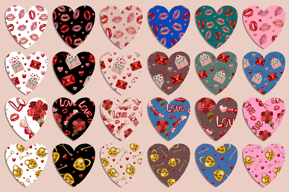 I Love You (seamless pattern), a Decorative Illustration by Andre_Eva (Photo 6 of 10)