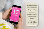 Editable Pink 17th BD Evite Template, an Invitation Template by V Design Creator (Thumbnail 8 of 8)