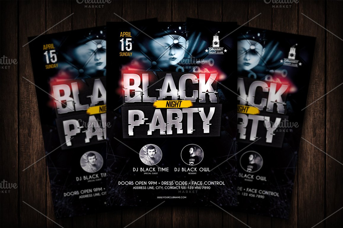 Black Night Party Flyer Template, a Flyer Template by Malaxay (Photo 1 of 2)
