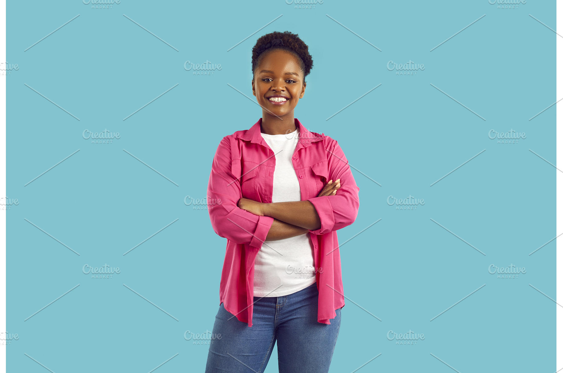 Studio portrait of smiling and, a Person Photo by StudioRomantic