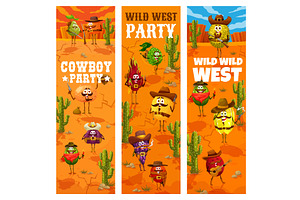 Western Cowboy Fruit Characters