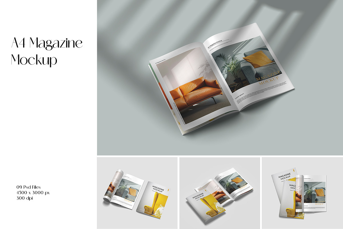 A4 Magazine Mockup, a Books & Magazine Mockup by Graphicbars (Photo 1 of 16)