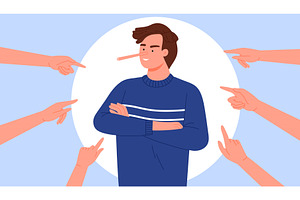 Person with a growing nose, an Illustration by Flashvector