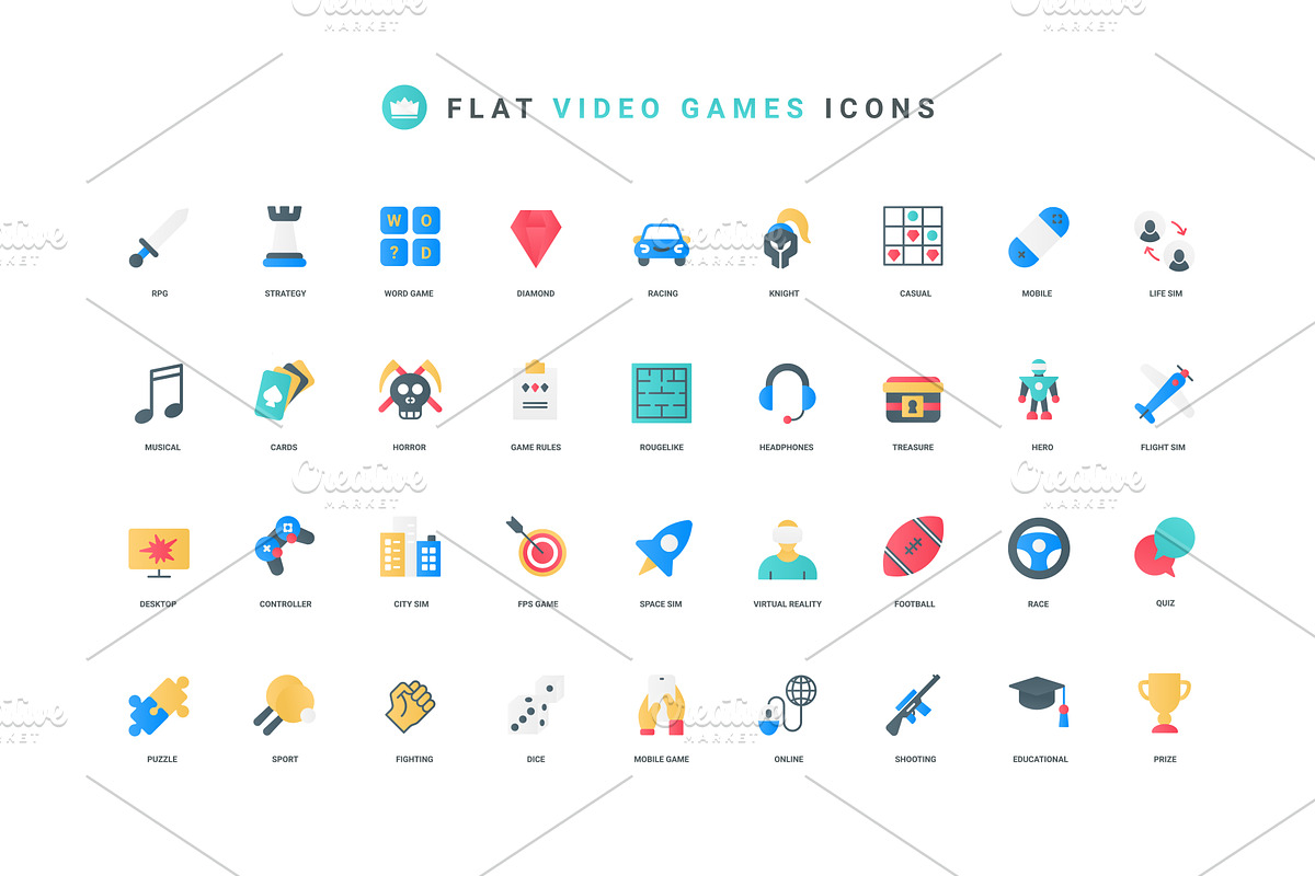 Game video games gamification icons, an Object Illustration by Lemberg Vector