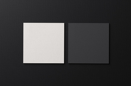 White square shape paper business card mockup on black modern fa, a Business Photo by Ministocker