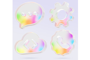 Rainbow glass business 3d icon set, an Object Illustration by Marozhkastudio