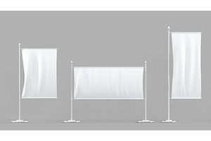 3D White Street Banners, Ads Textile