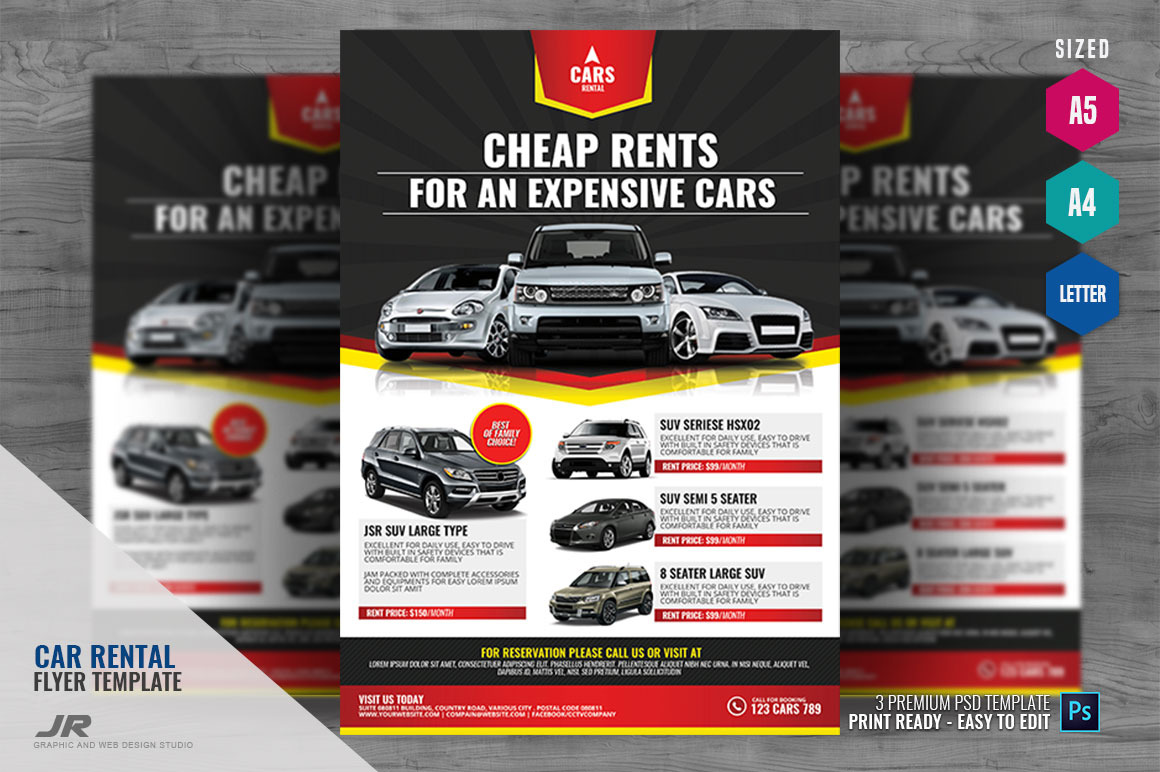 Car Rental Services Flyer, a Flyer Template by PSDPixel