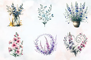 Larkspur Flower Watercolor Cliparts, an Illustration by RobertsArt (Thumbnail 4 of 7)