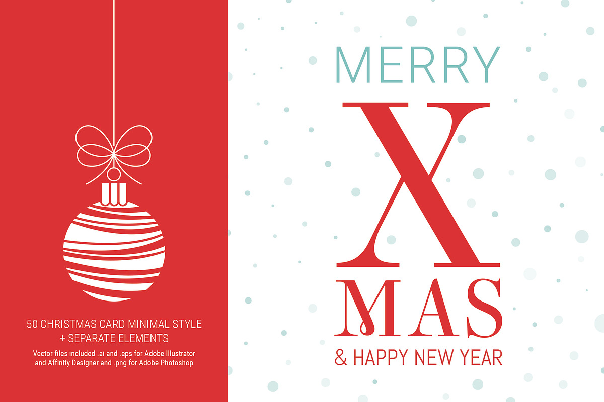 50 Christmas Greeting Cards Set, a Poster Template by Pingebat (Photo 1 of 9)