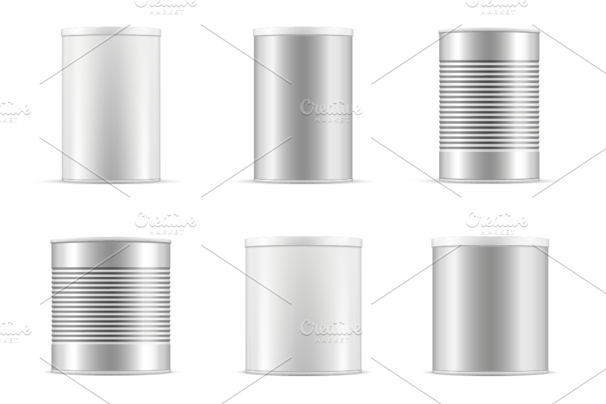 Tin can collection. Vector set. Ai.., a Cups & Container Mockup by ...