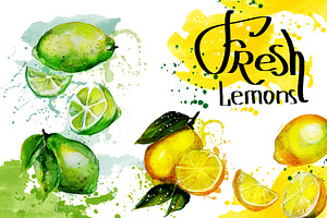 watercolor lemons
